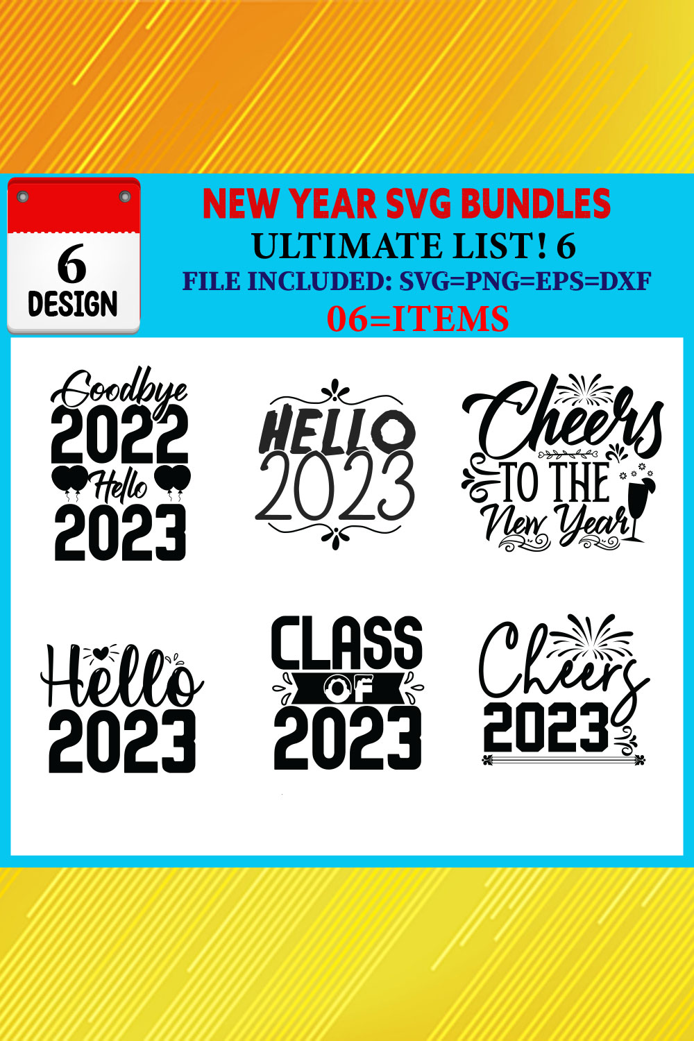 New Year T-shirt Design Bundle Vol-08 pinterest preview image.