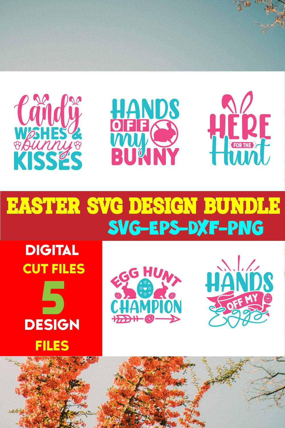 Easter T-shirt Design Bundle Vol- 10 pinterest preview image.