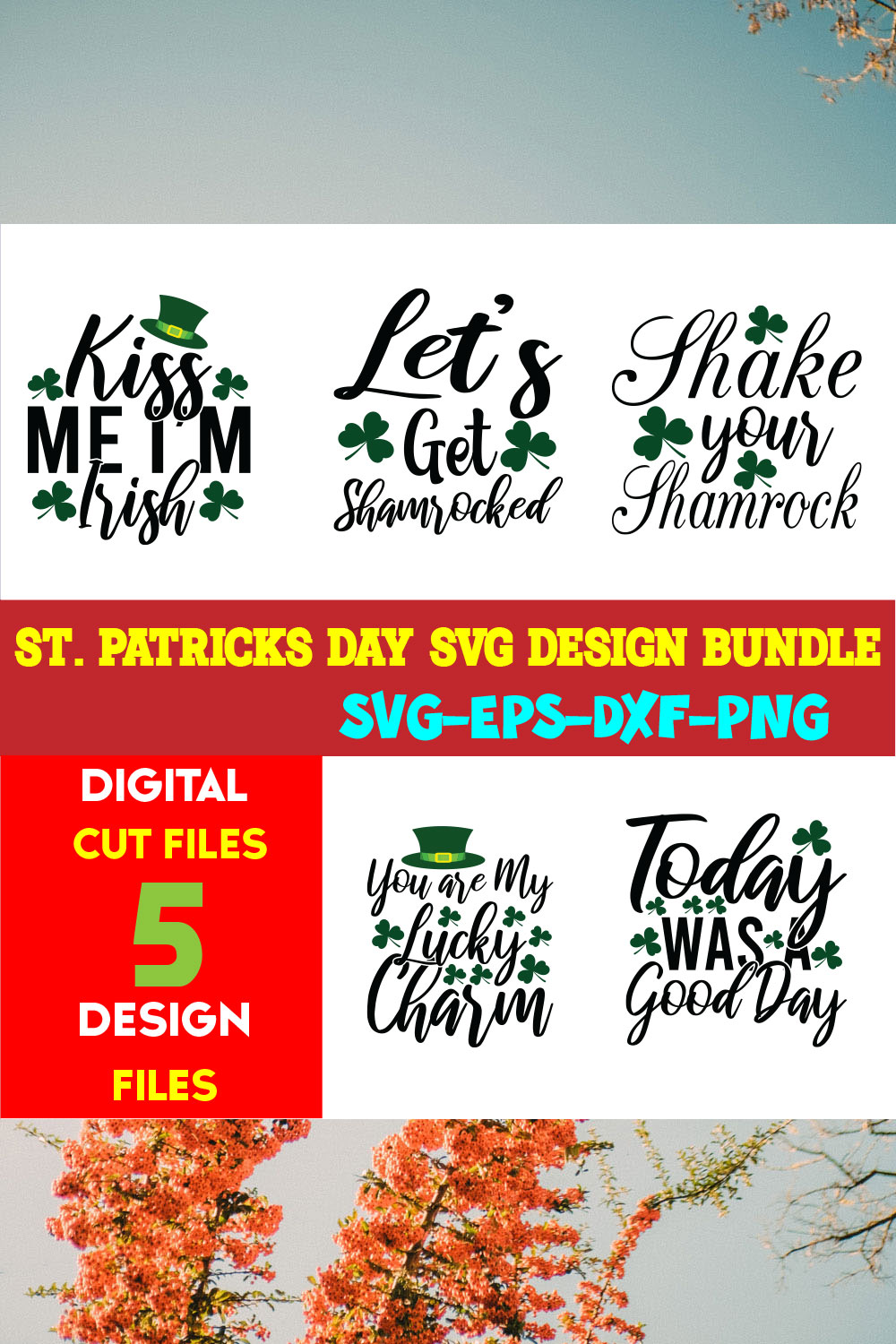 St Patricks Day T-shirt Design Bundle Vol-09 pinterest preview image.