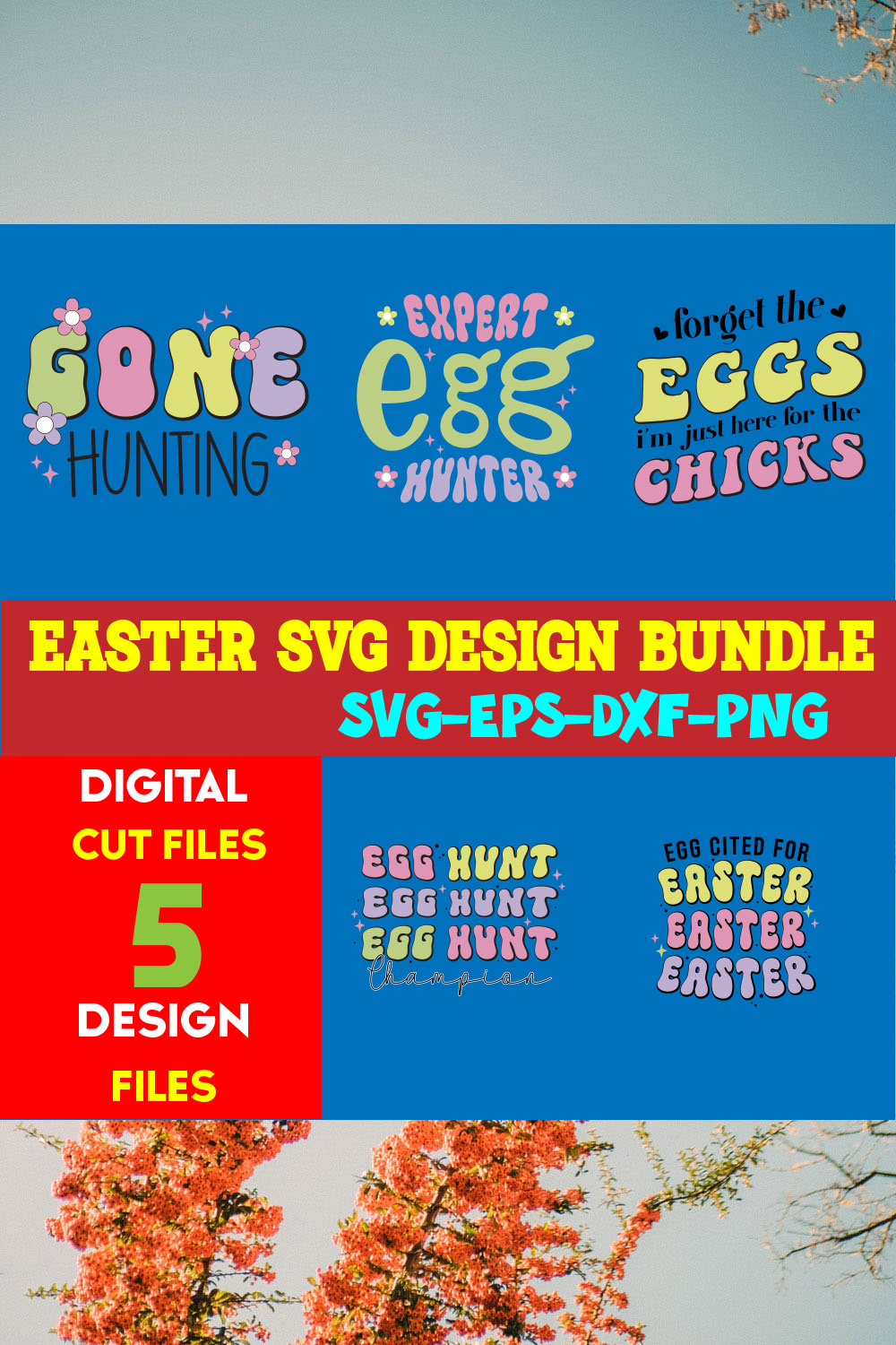 Easter T-shirt Design Bundle Vol- 22 pinterest preview image.