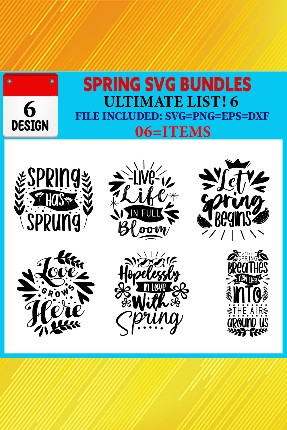 Spring T-shirt Design Bundle Vol-04 pinterest preview image.