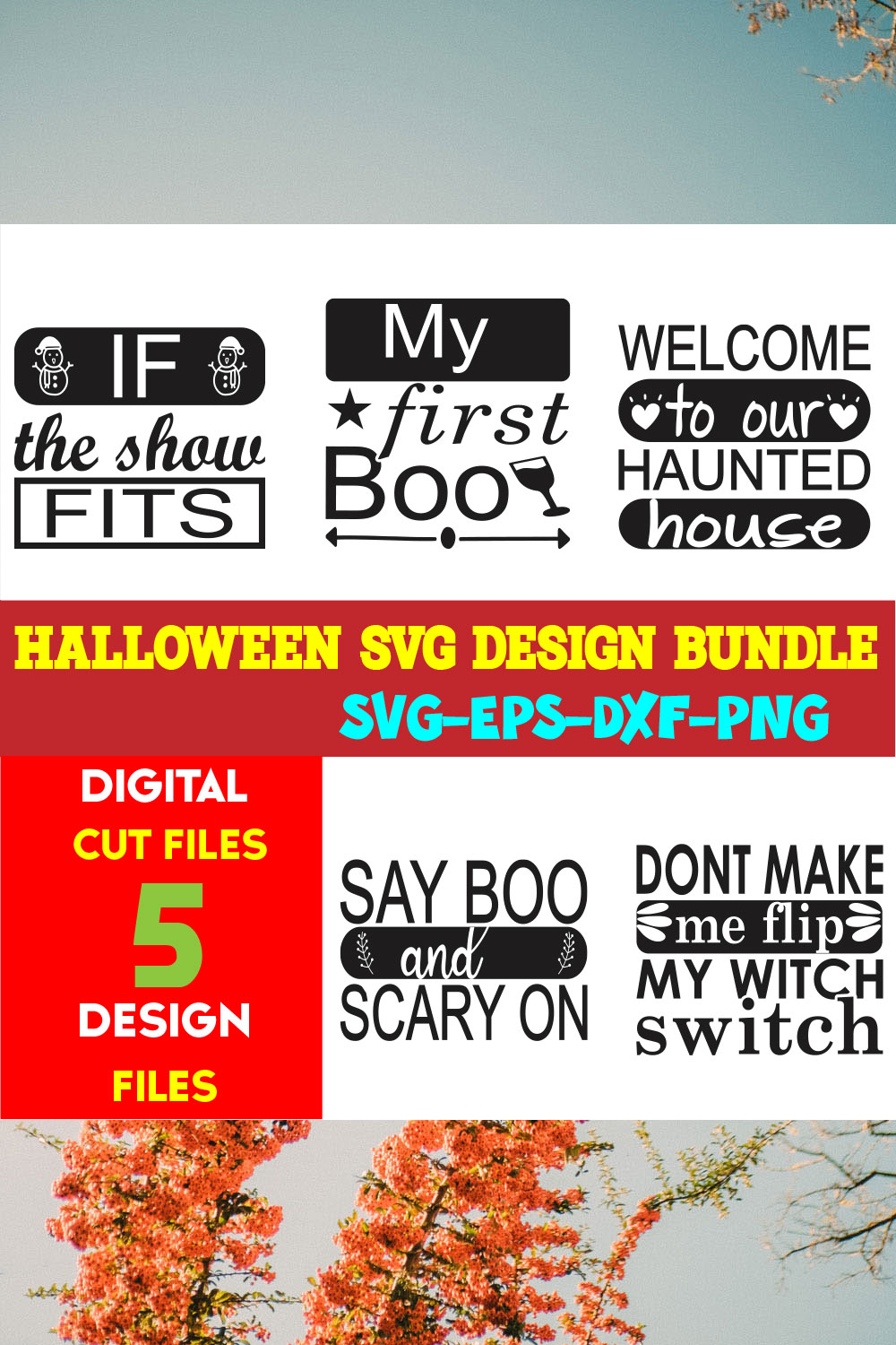 Halloween T-shirt Design Bundle Vol-47 pinterest preview image.