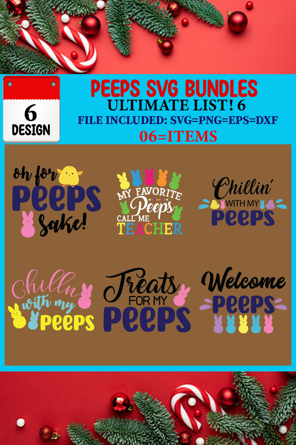 Peeps SVG T-shirt Design Bundle pinterest preview image.