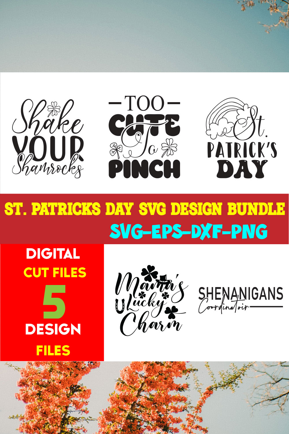 St Patricks Day T-shirt Design Bundle Vol-12 pinterest preview image.