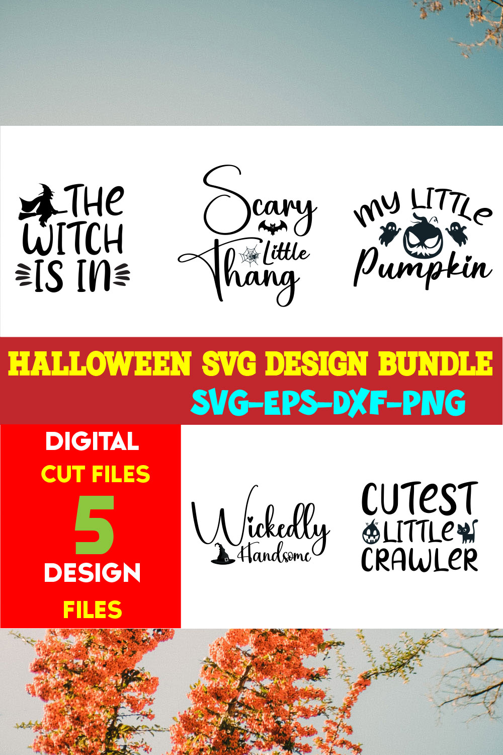 Halloween T-shirt Design Bundle Vol-41 pinterest preview image.