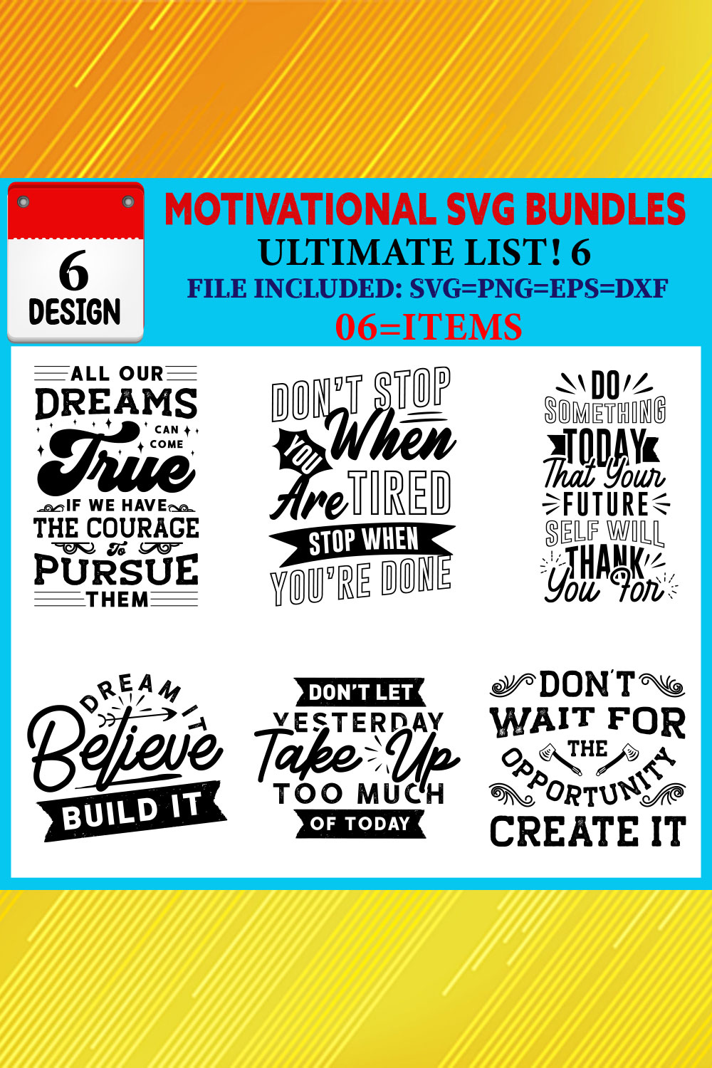 Motivational T-shirt Design Bundle Vol-01 pinterest preview image.