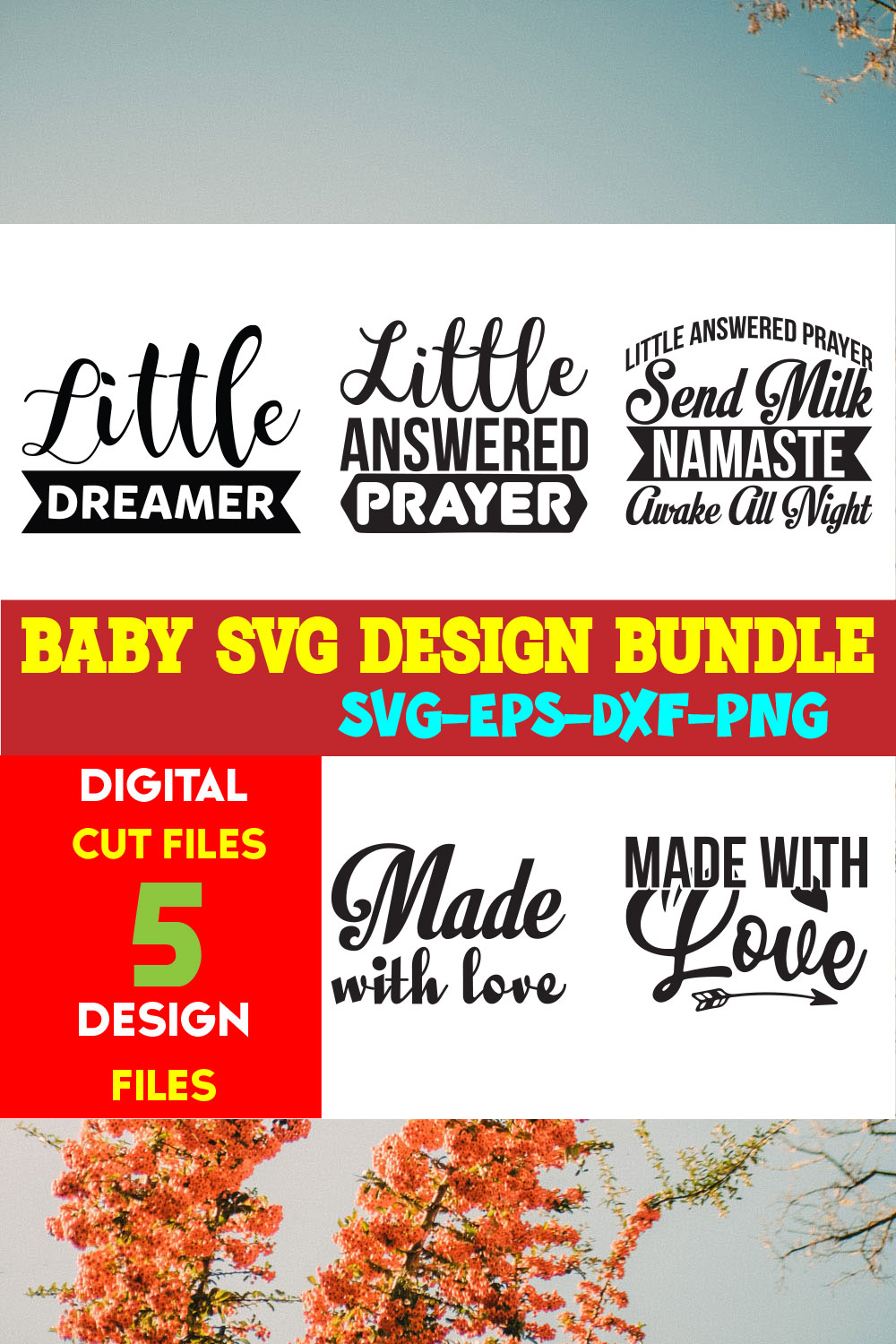 Baby T-shirt Design Bundle Volume-19 pinterest preview image.