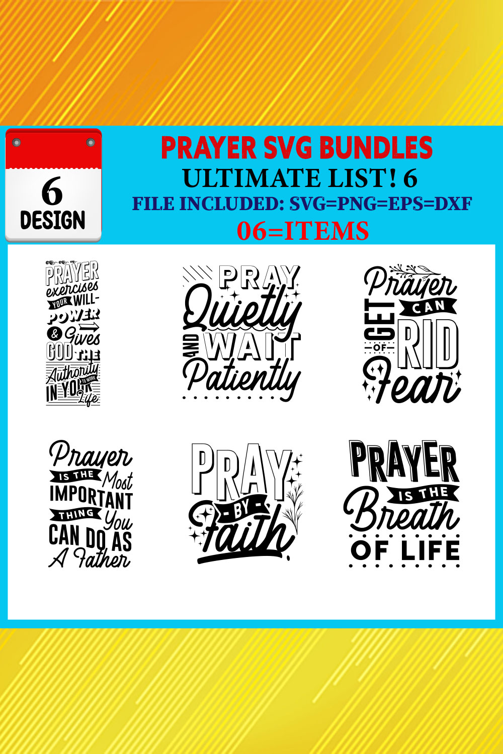 Prayer T-shirt Design Bundle Vol-03 pinterest preview image.