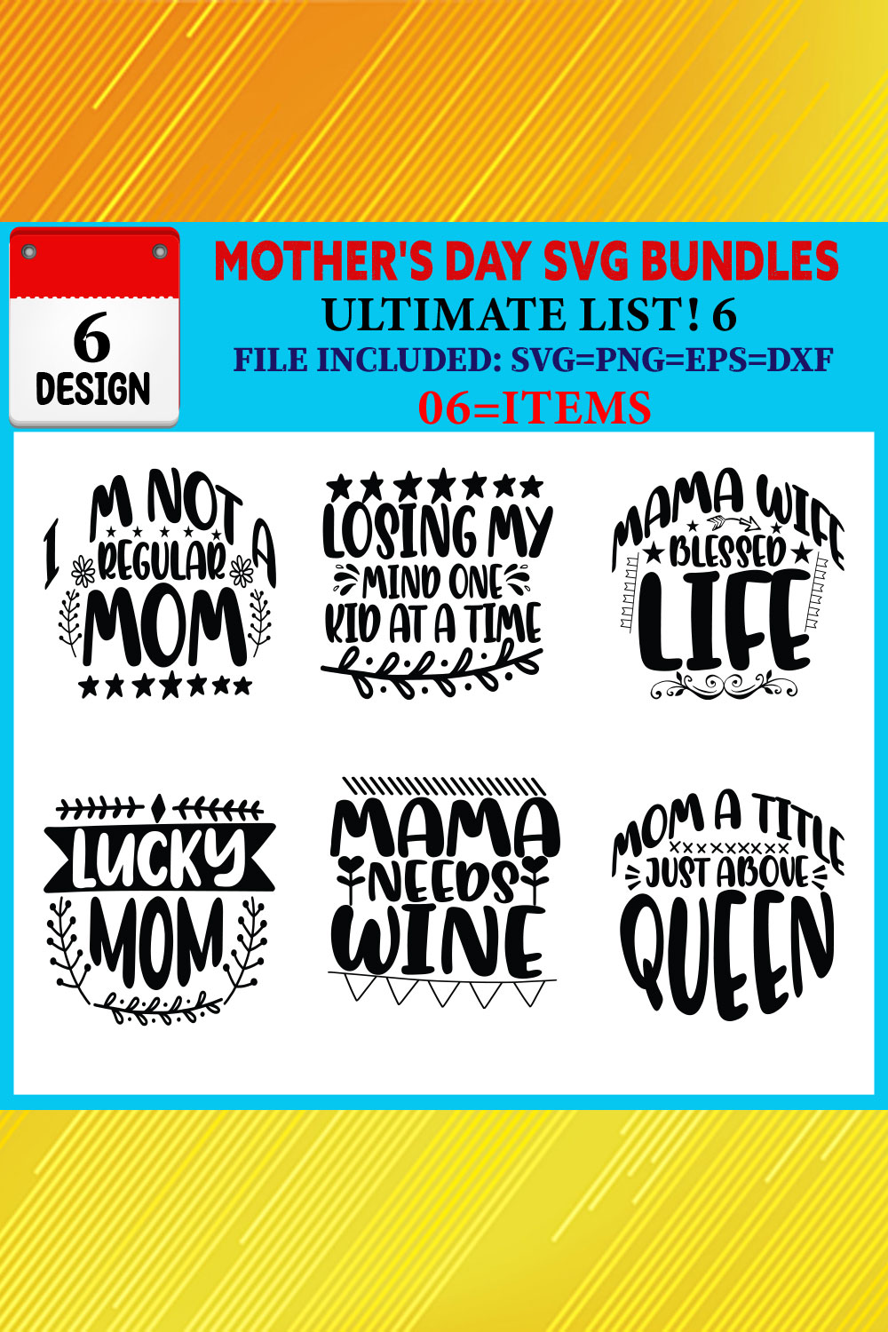 Mother's Day T-shirt Design Bundle Vol-26 pinterest preview image.
