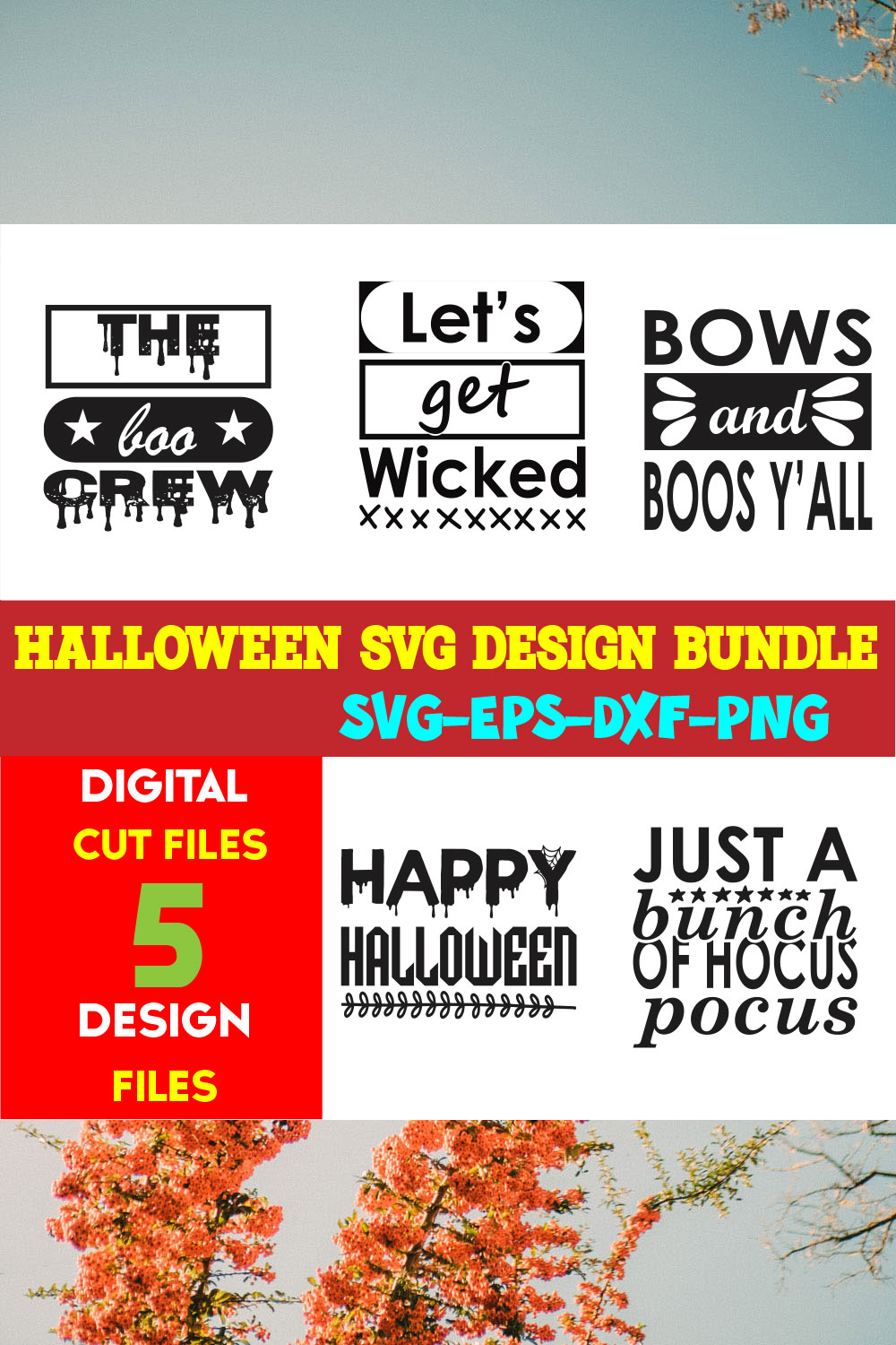 Halloween T-shirt Design Bundle Vol-50 pinterest preview image.