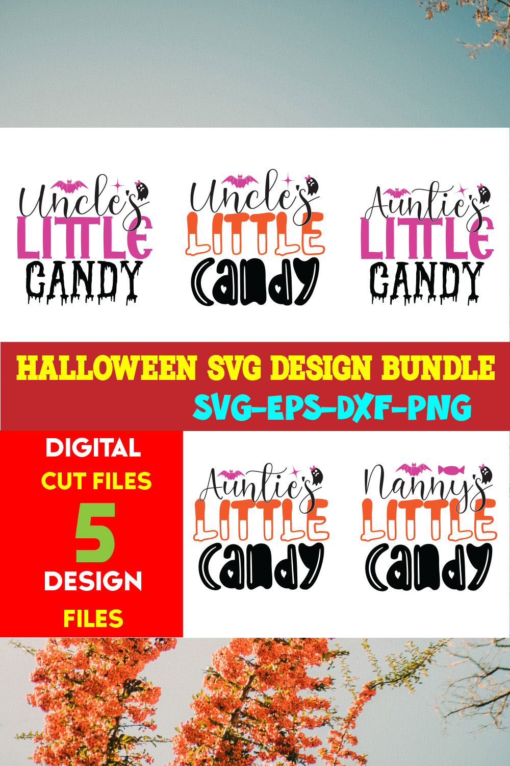 Halloween T-shirt Design Bundle Vol-15 pinterest preview image.