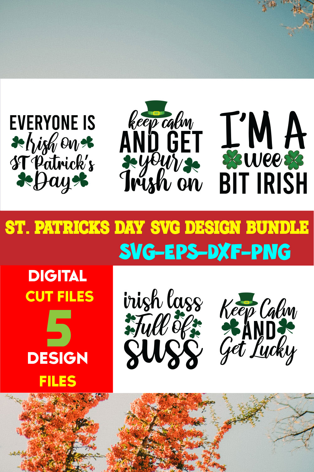 St Patricks Day T-shirt Design Bundle Vol-08 pinterest preview image.