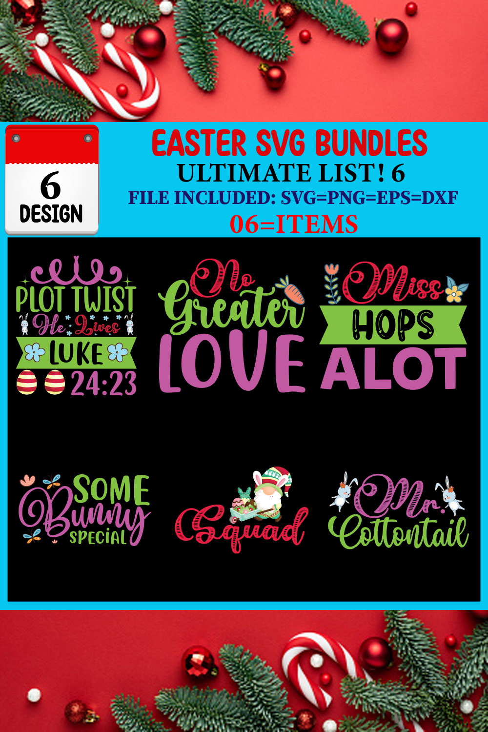 Easter SVG T-shirt Design Bundle pinterest preview image.