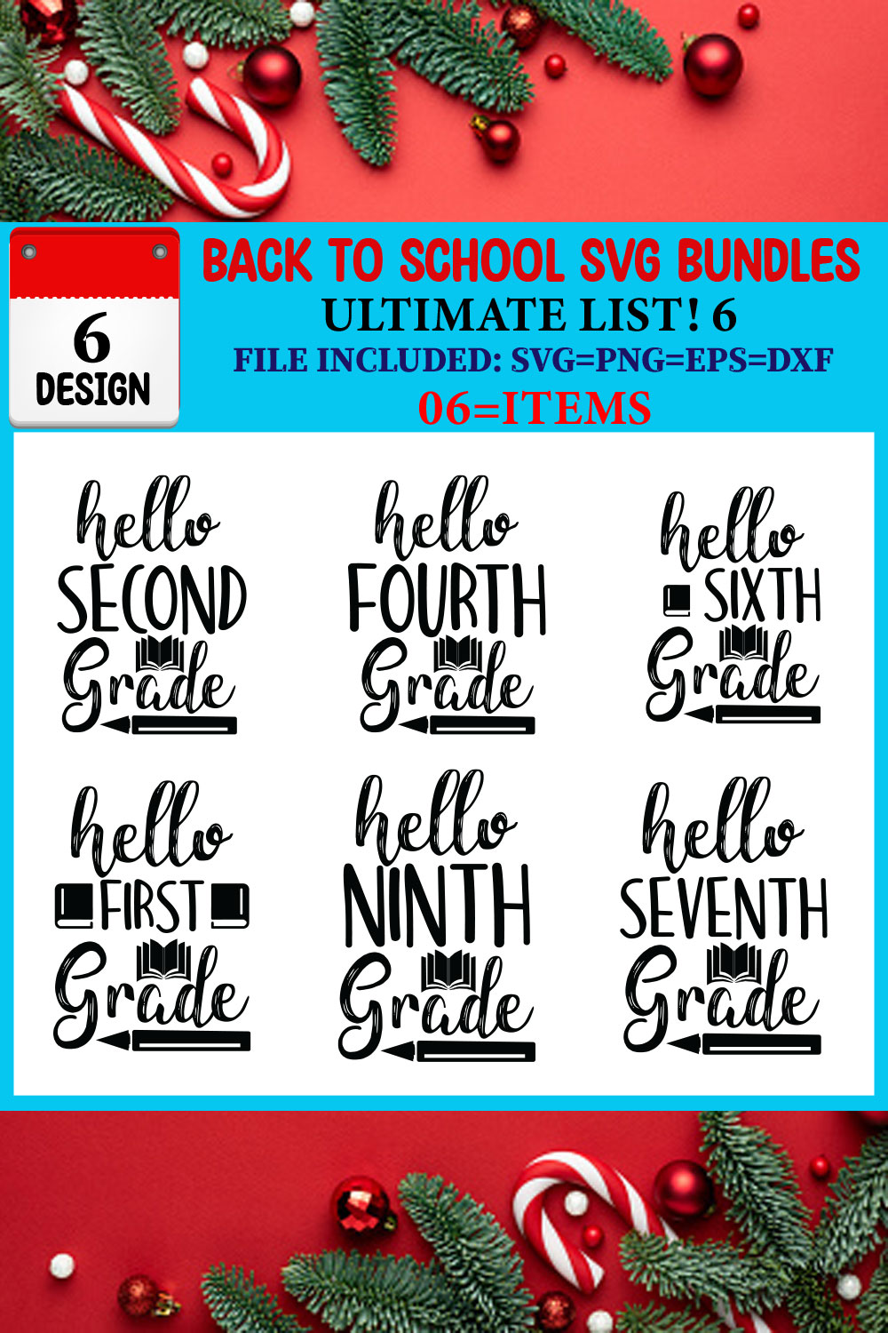 Back To School SVG T-shirt Design Bundle pinterest preview image.