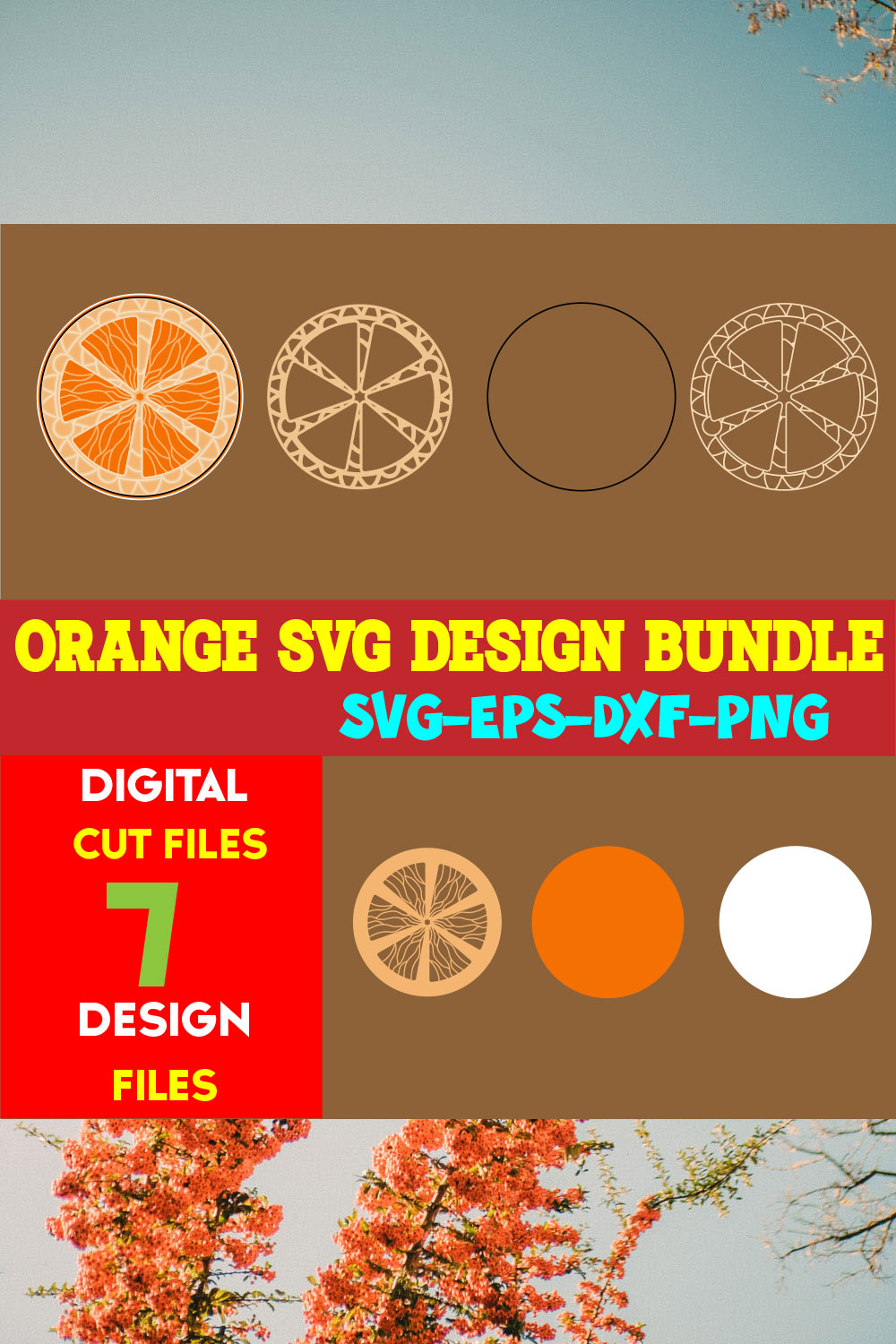 Orange SVG Design Bundle pinterest preview image.