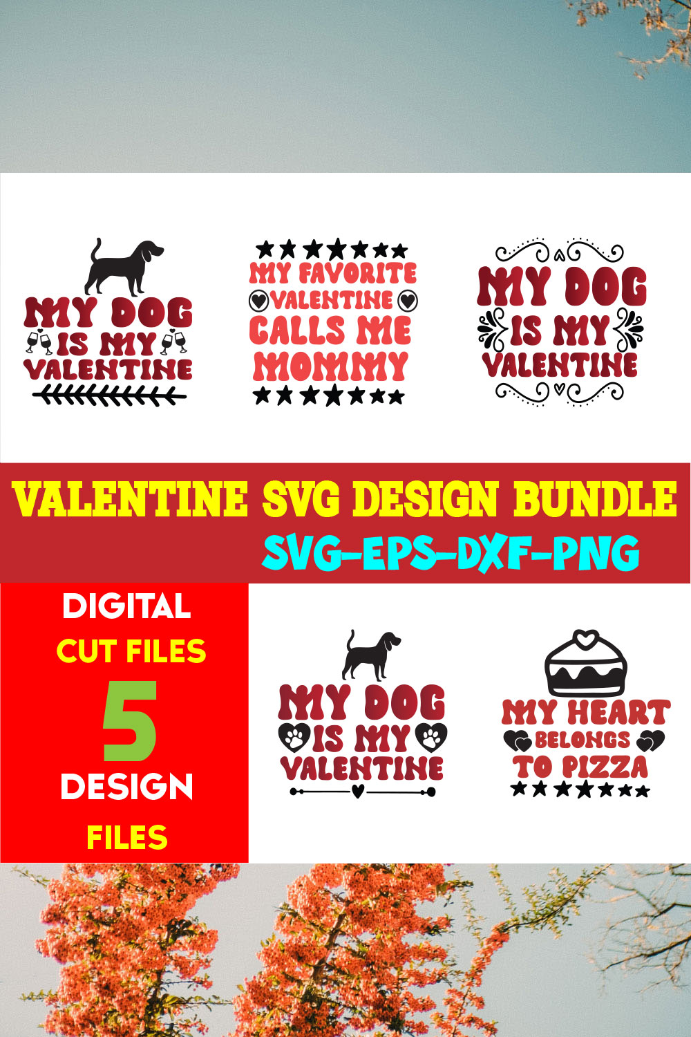 Valentine T-shirt Design Bundle Vol-27 pinterest preview image.
