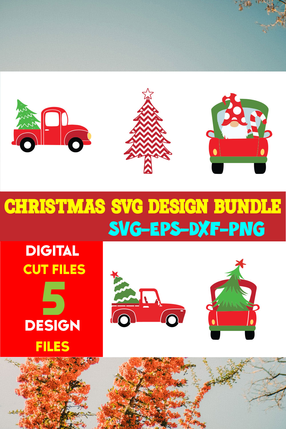 Christmas SVG T-shirt Design Bundle Volume-66 pinterest preview image.