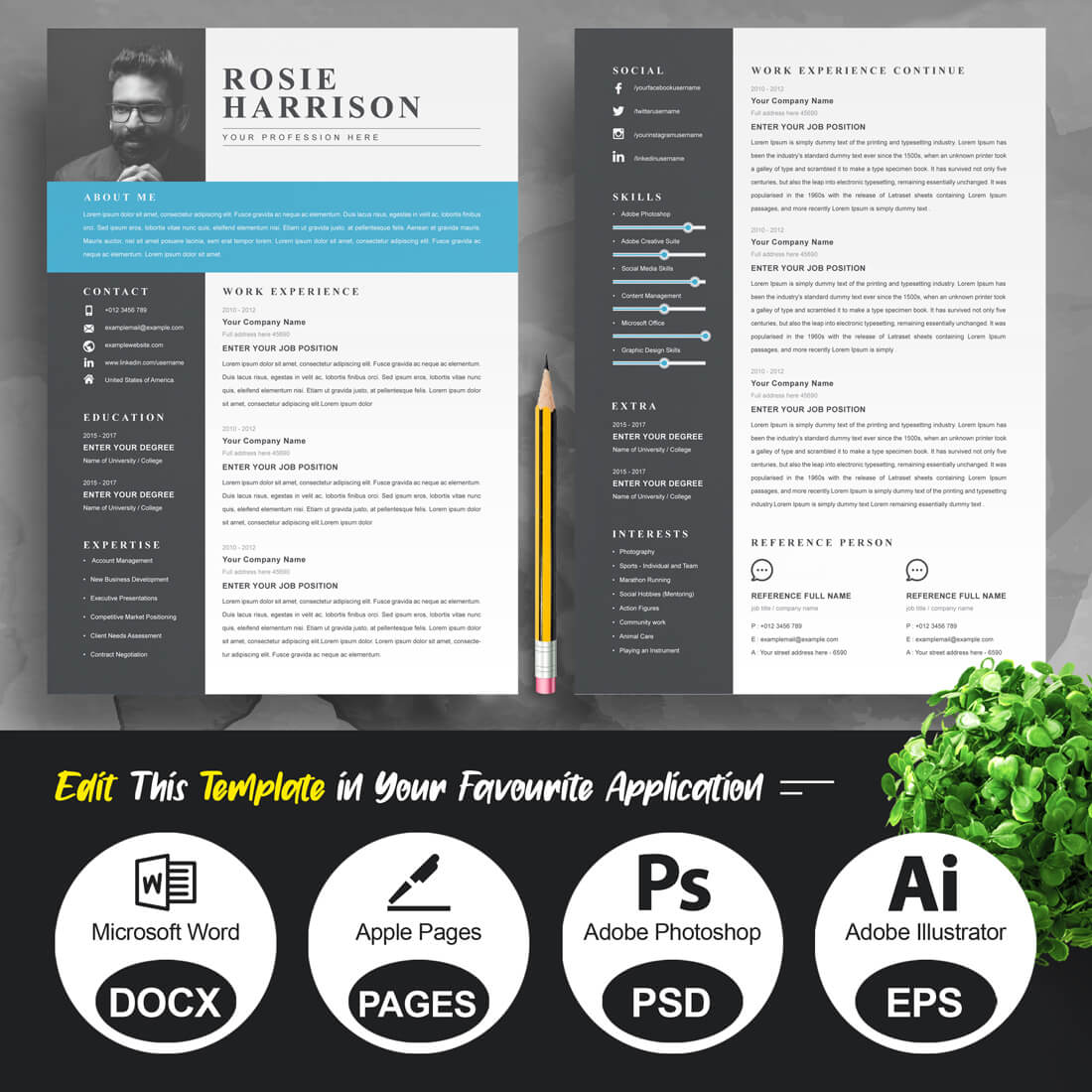 Graphic Designer CV Design | Creative Resume Design | Word Format | Modern Resume Template preview image.