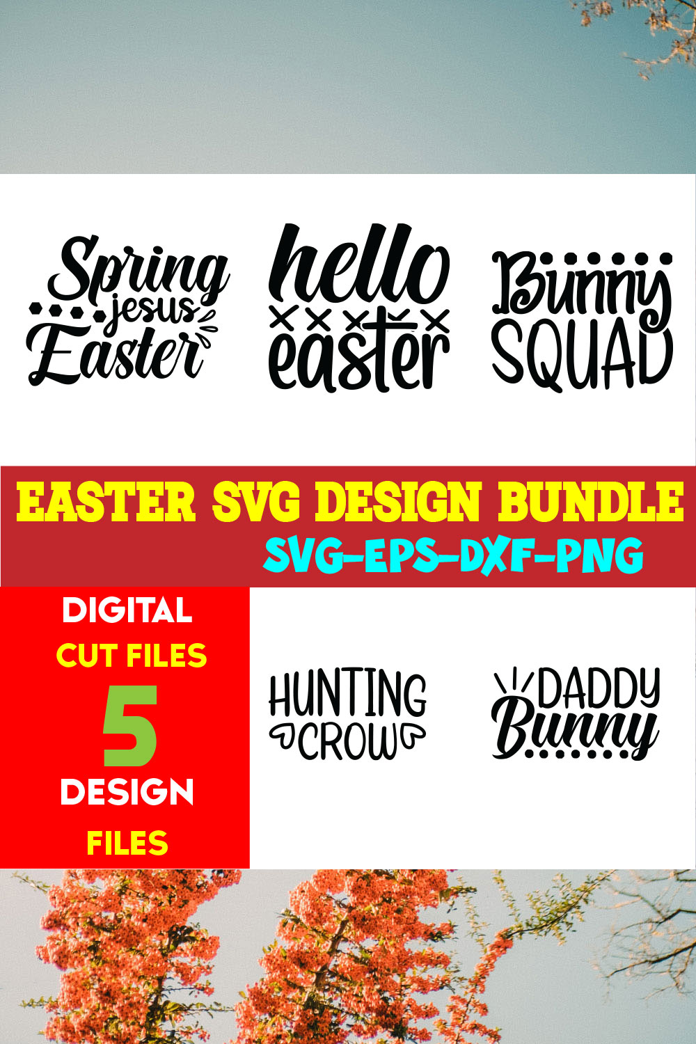 Easter T-shirt Design Bundle Vol- 16 pinterest preview image.