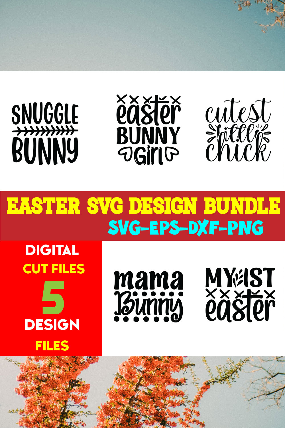 Easter T-shirt Design Bundle Vol- 19 pinterest preview image.