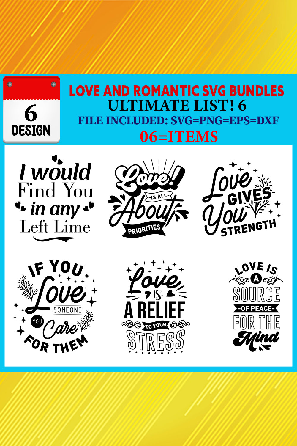 Love And Romantic T-shirt Design Bundle Vol-02 pinterest preview image.