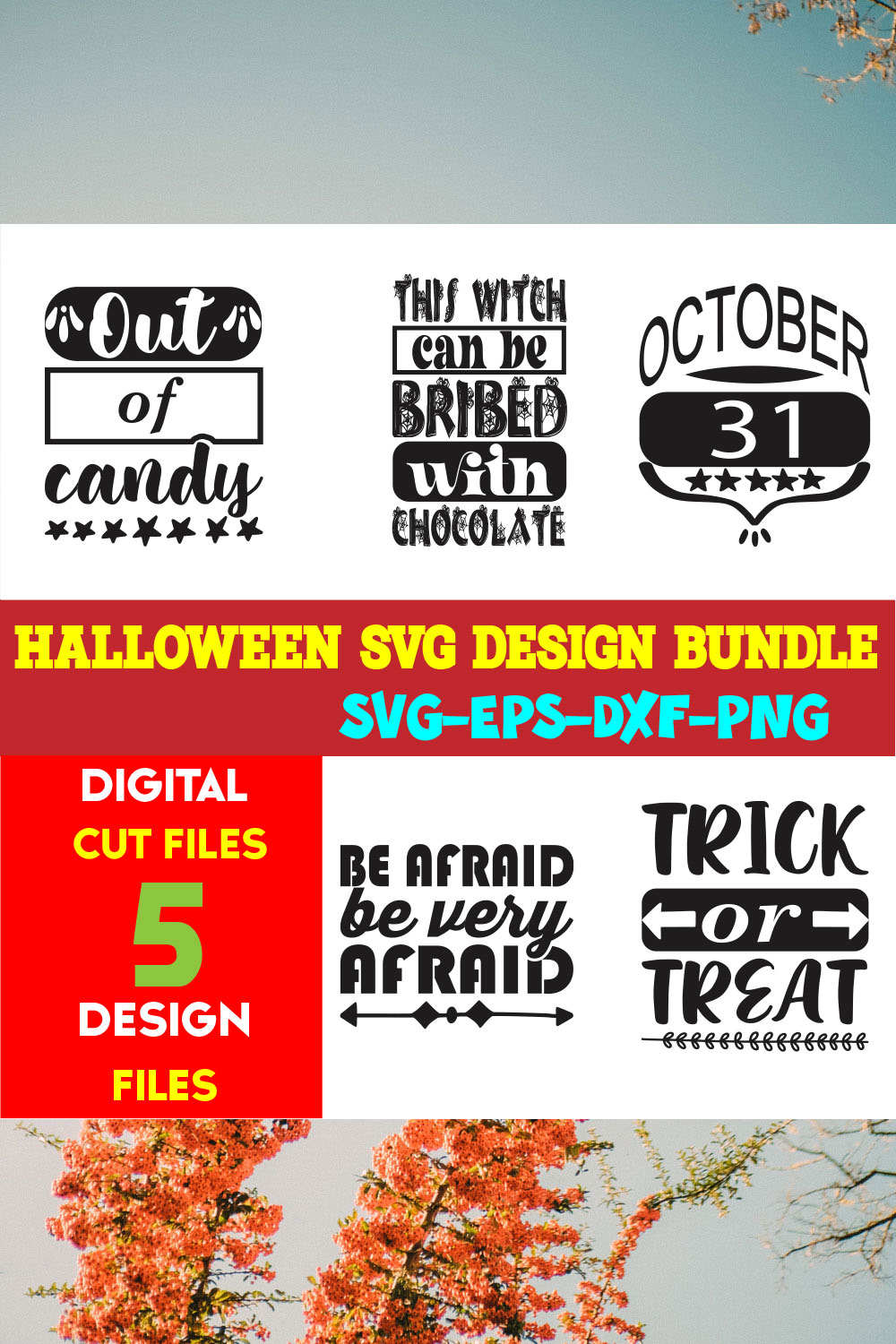 Halloween T-shirt Design Bundle Vol-48 pinterest preview image.