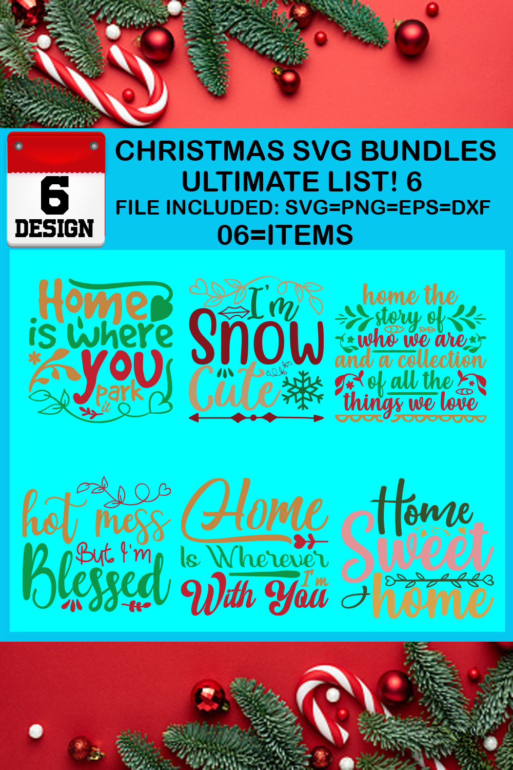 Christmas T-shirt SVG Design Bundles Ultimate List 6 Files pinterest preview image.