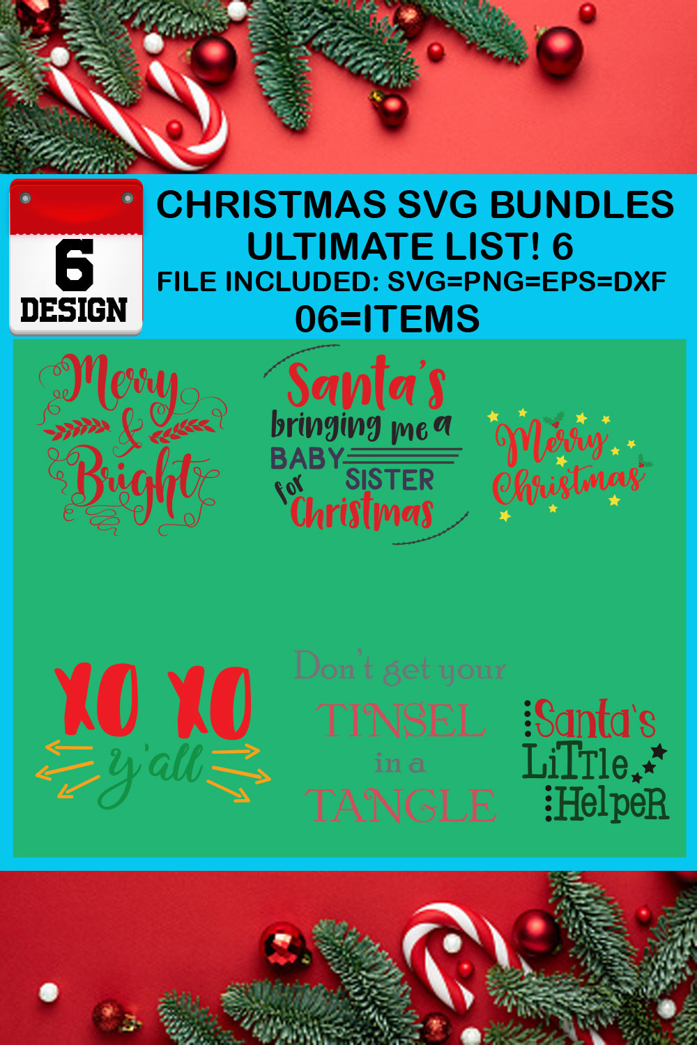 Christmas T-shirt SVG Design Bundles pinterest preview image.