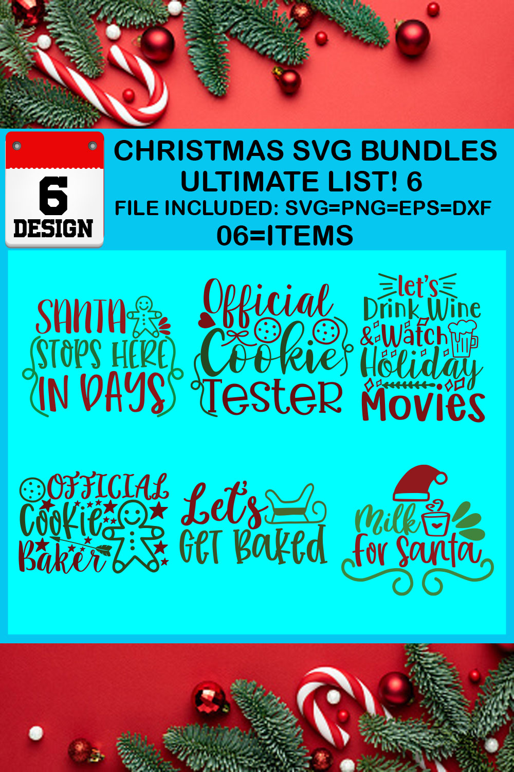 Christmas T-shirt SVG Design Bundles Ultimate List 6 Files pinterest preview image.