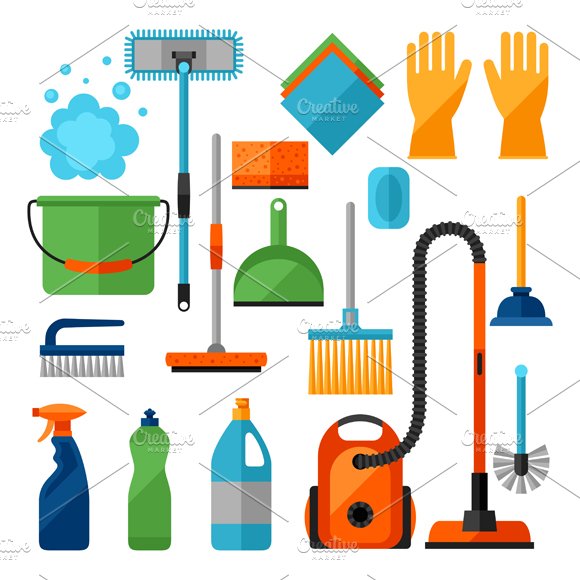 Housekeeping cleaning icons set. cover image.