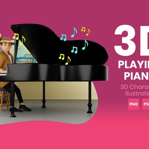 Playing Piano 3D Character cover image.