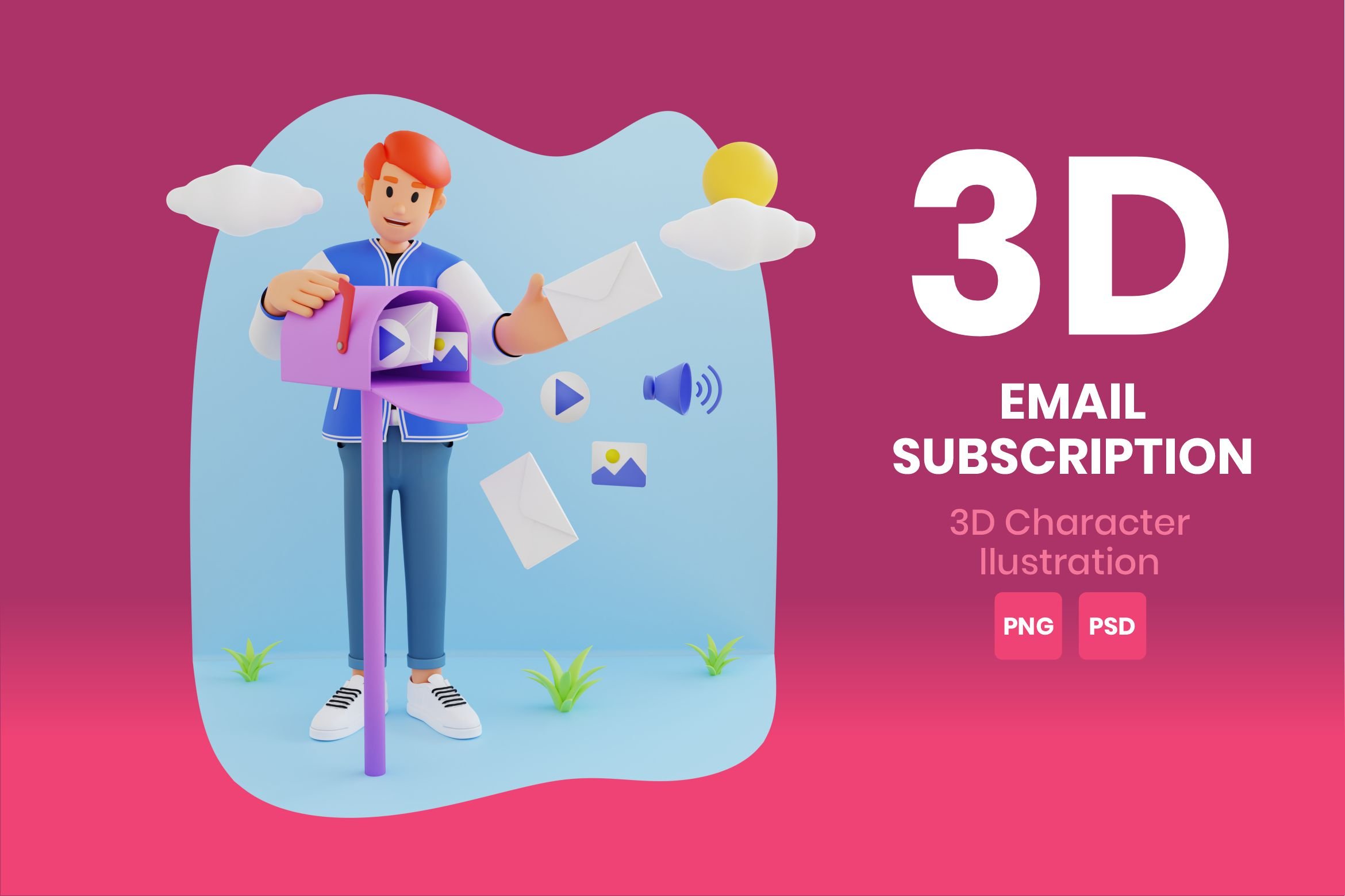 Email Subscription 3d Character cover image.