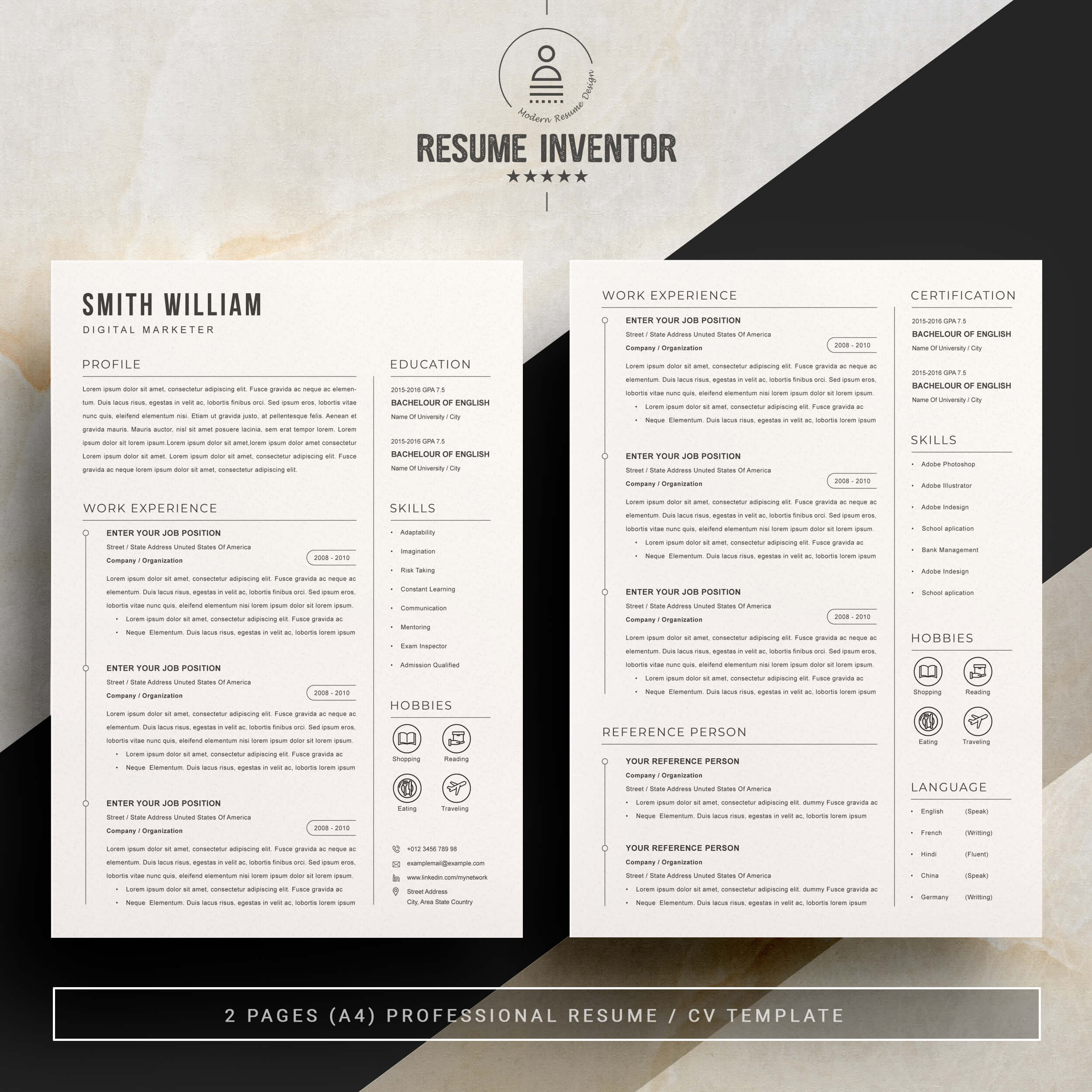 Digital Marketer CV & Resume Template | Modern Resume Template Word Format preview image.