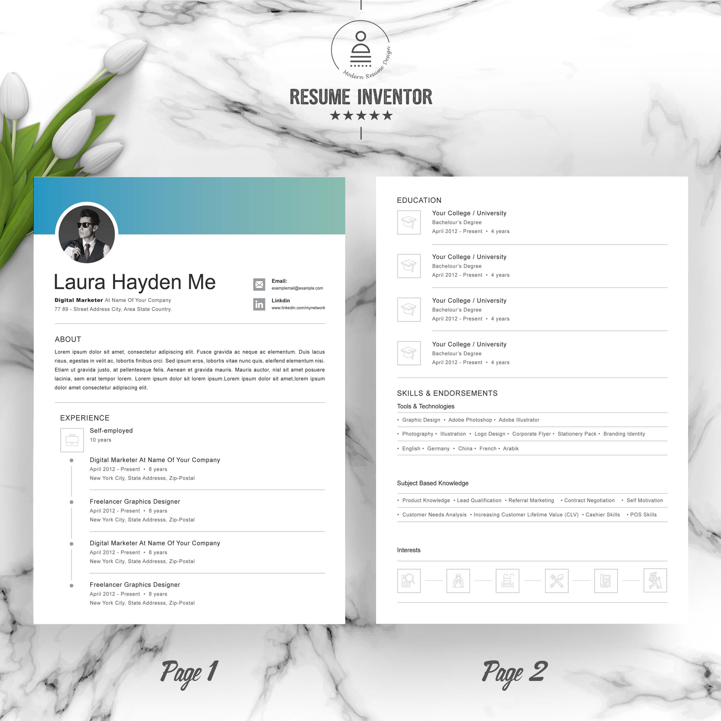 Digital Marketer Resume Template | Best Professional Resume Template preview image.