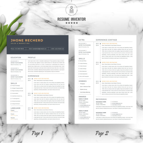 Sales & Marketing Resume Template | Modern Resume Template With Cover ...