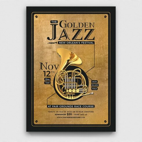 Golden Jazz Flyer Template V4 cover image.