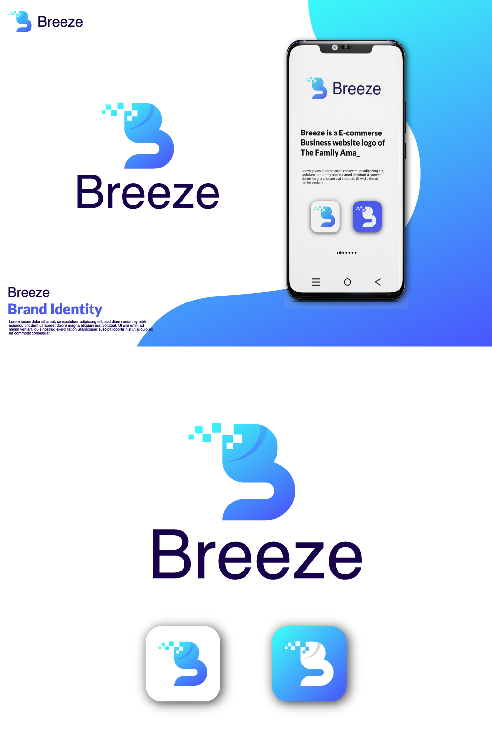 Breeze Logo design, Simple, Minimal, technology pinterest preview image.