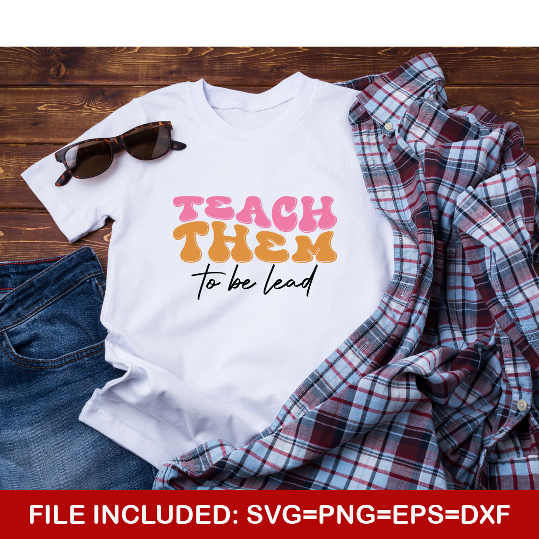 Teach Them To Be Lead Teacher's Day T-shirt Design preview image.