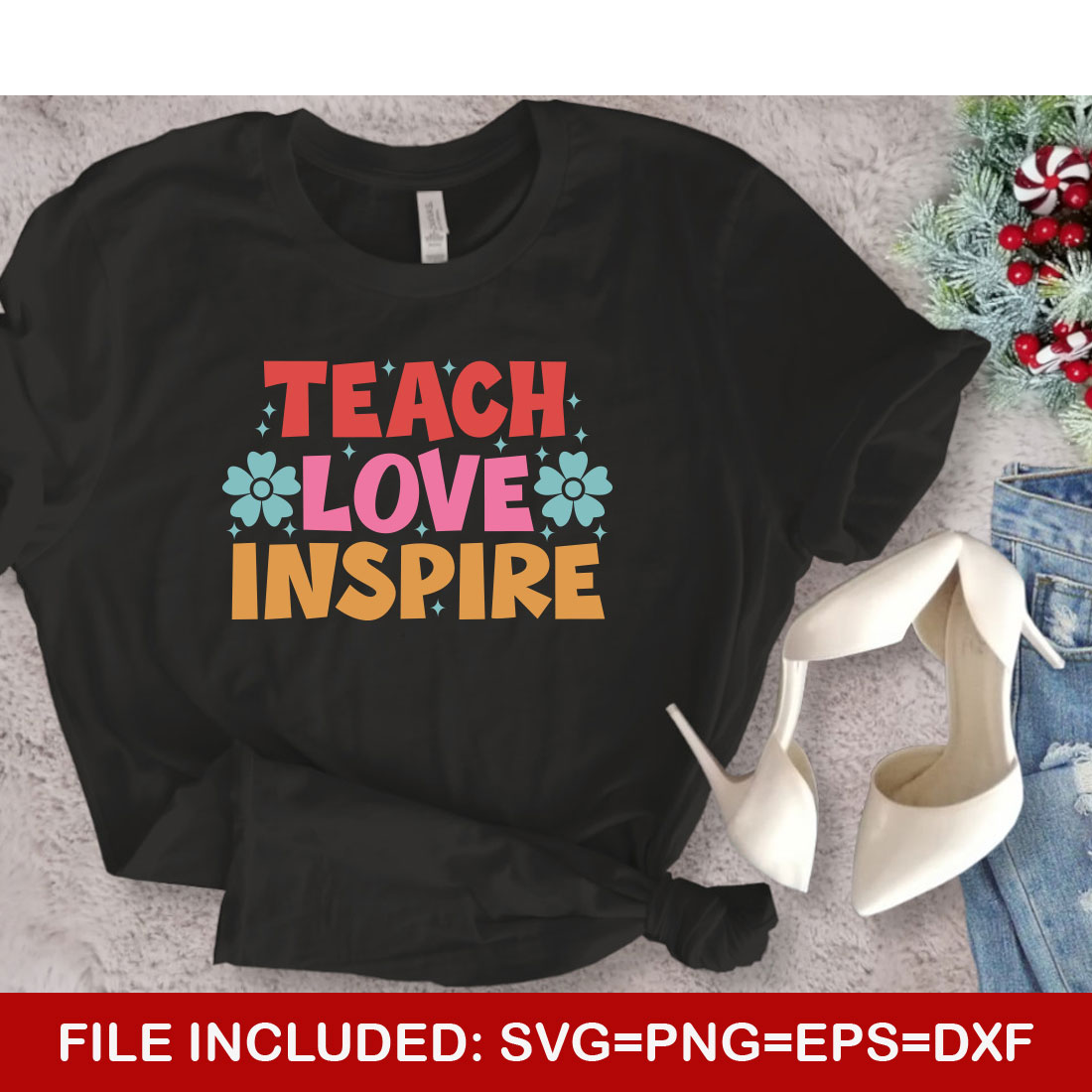 Teach Love Inspire Teacher's Day T-shirt Design 03 preview image.