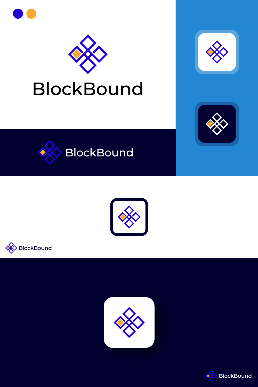 Block bound Simple and minimal logo design pinterest preview image.