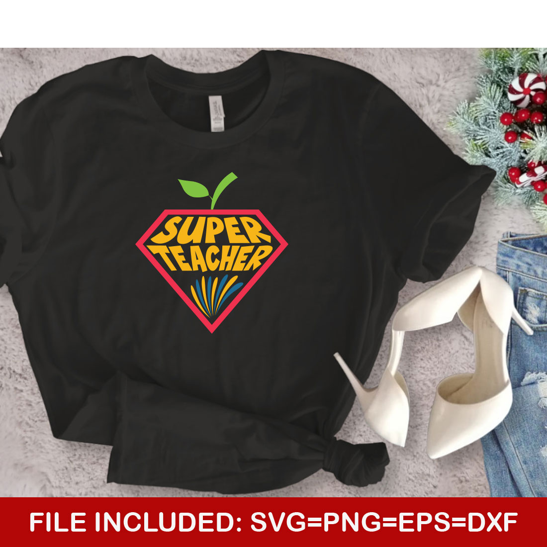 Super Teacher's Day T-shirt Design preview image.