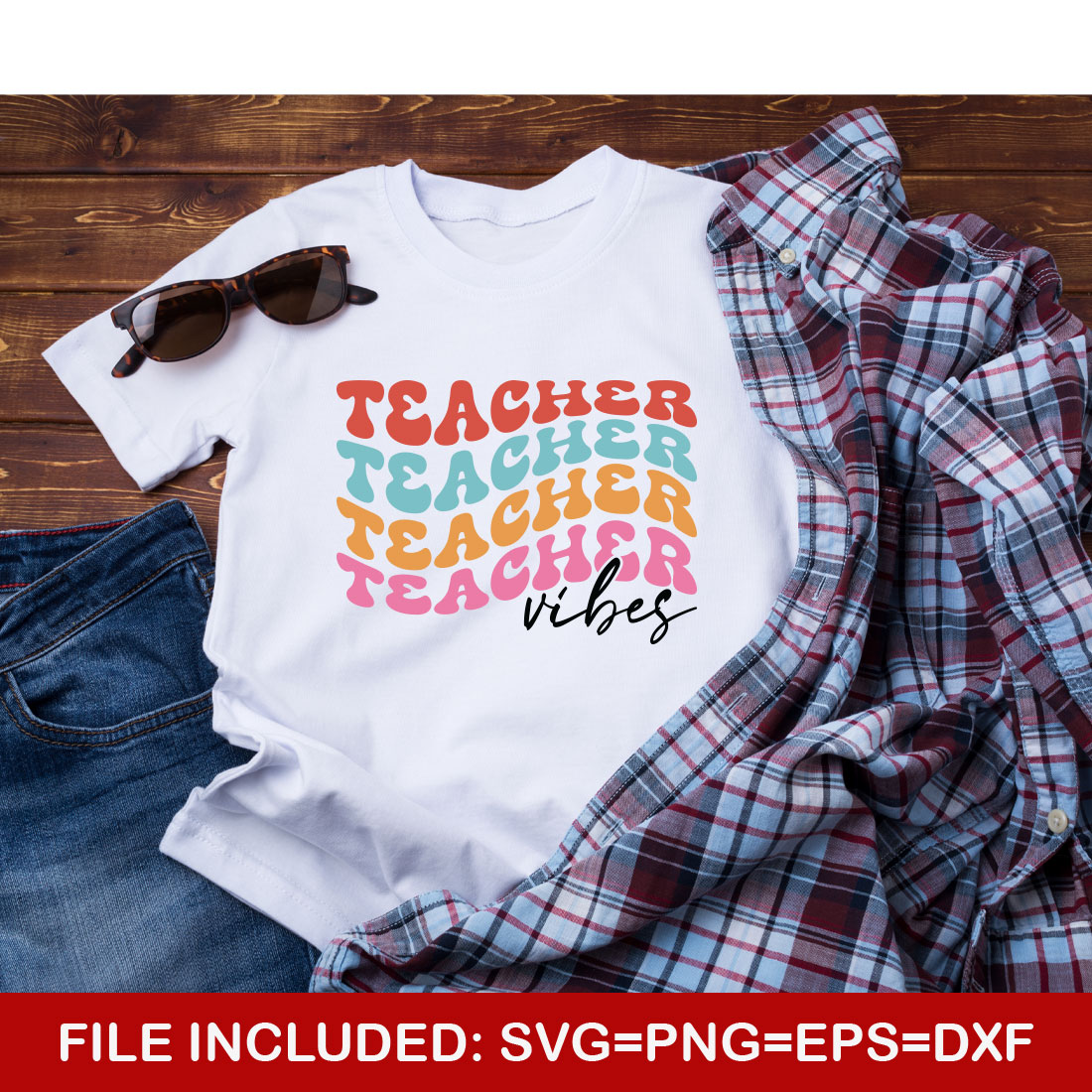 Teacher Vibes Teacher's Day T-shirt Design 02 preview image.