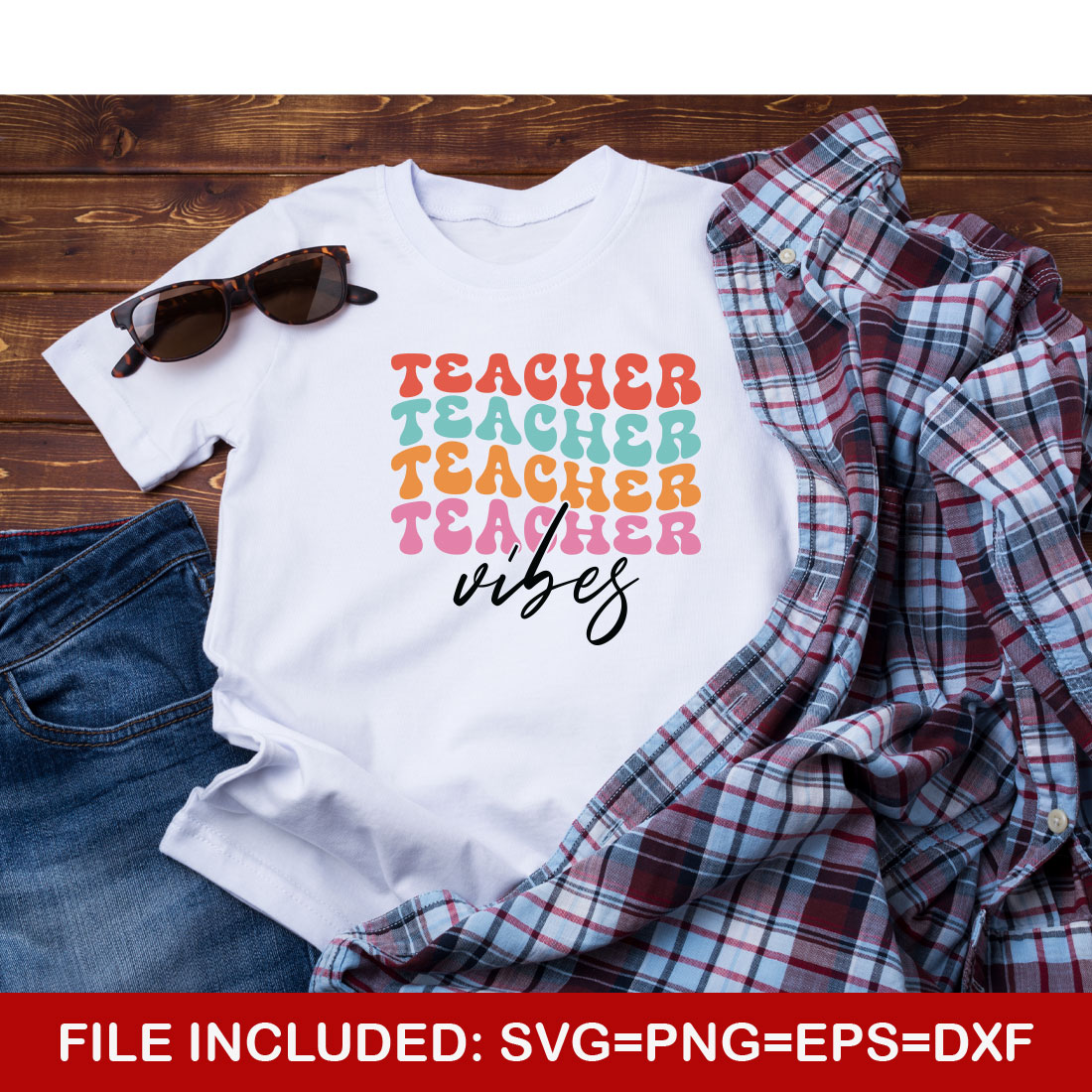 Teacher Vibes Teacher's Day T-shirt Design preview image.