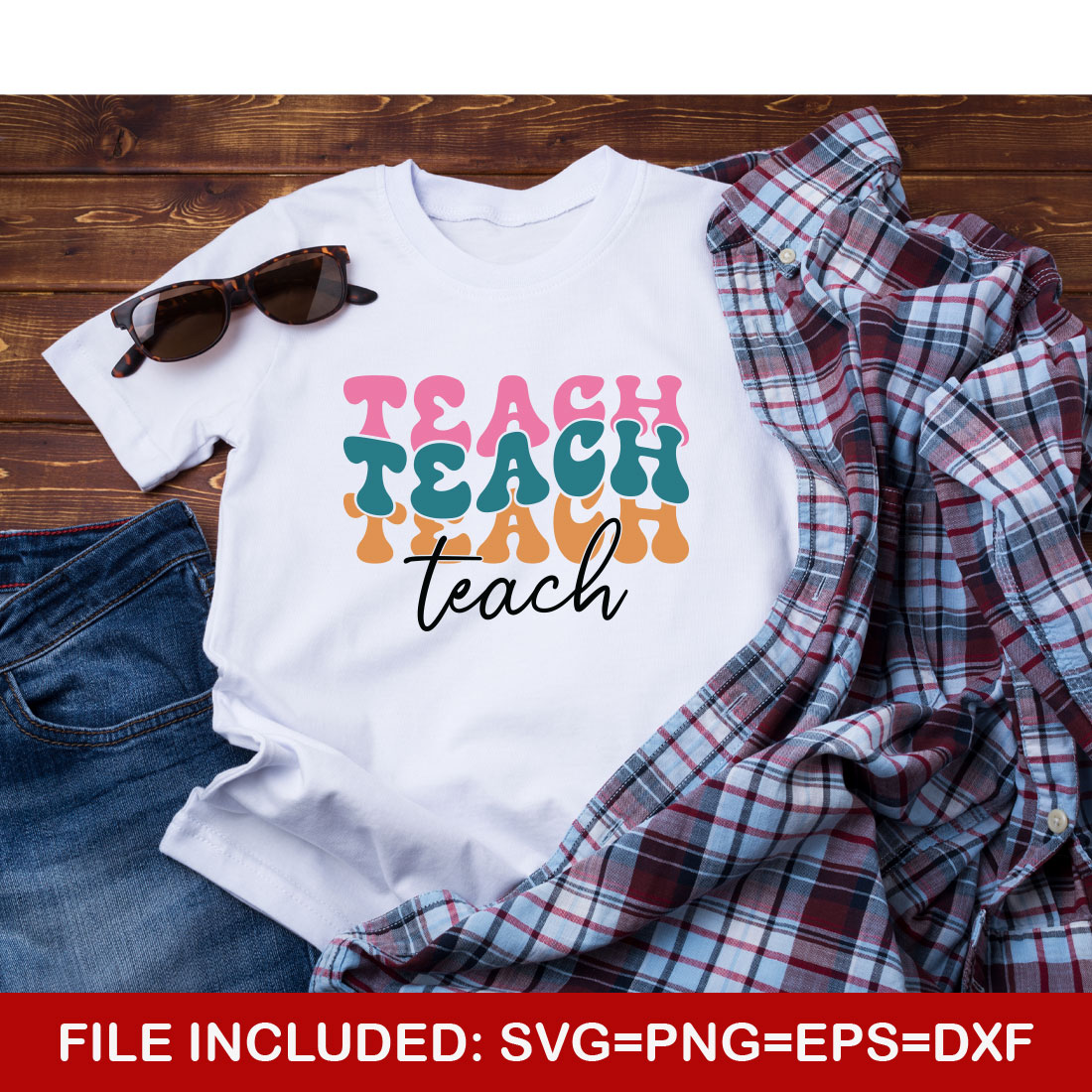 Teach Teacher's Day T-shirt Design preview image.