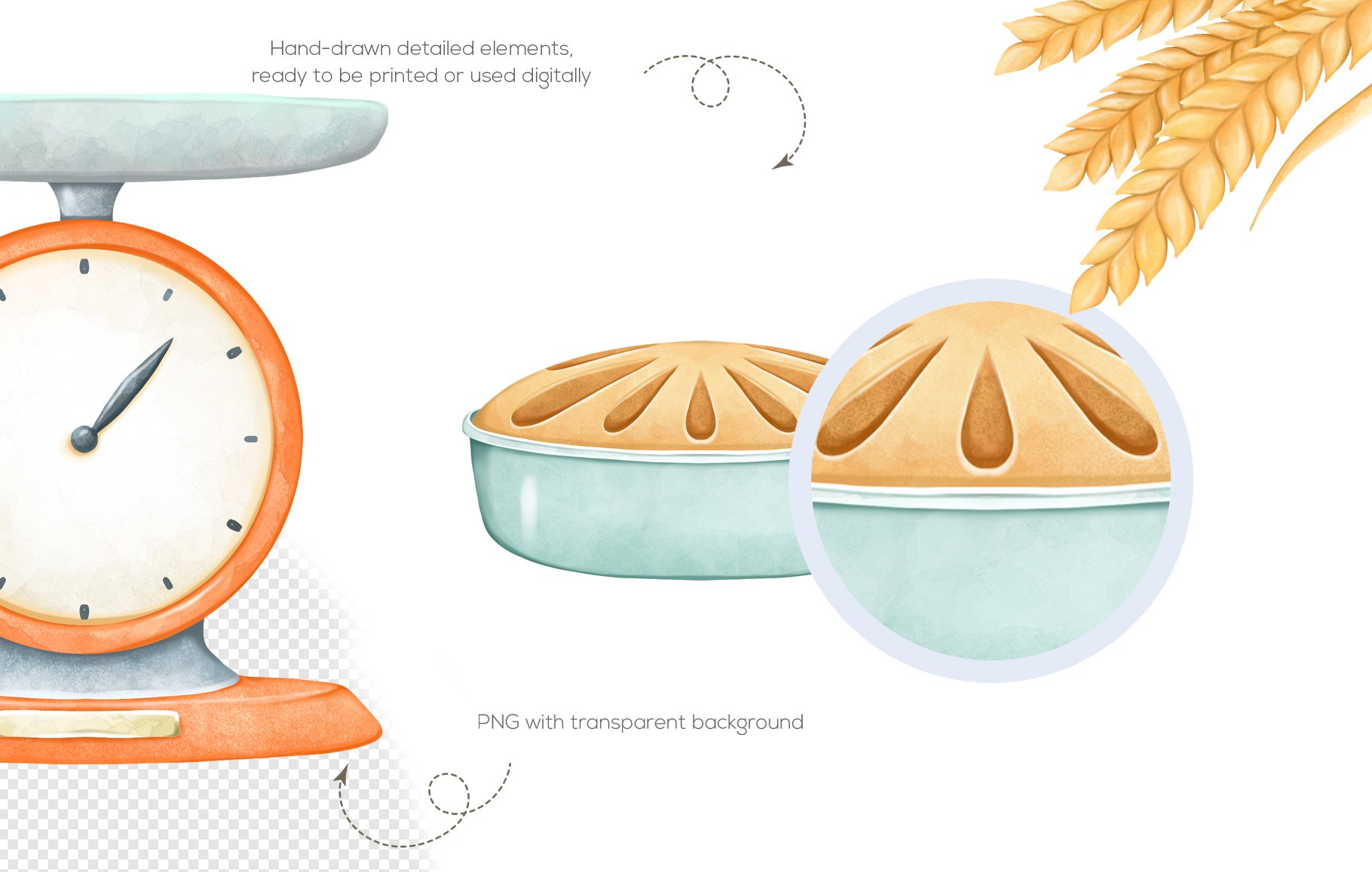 Cute baking digital clipart preview image.