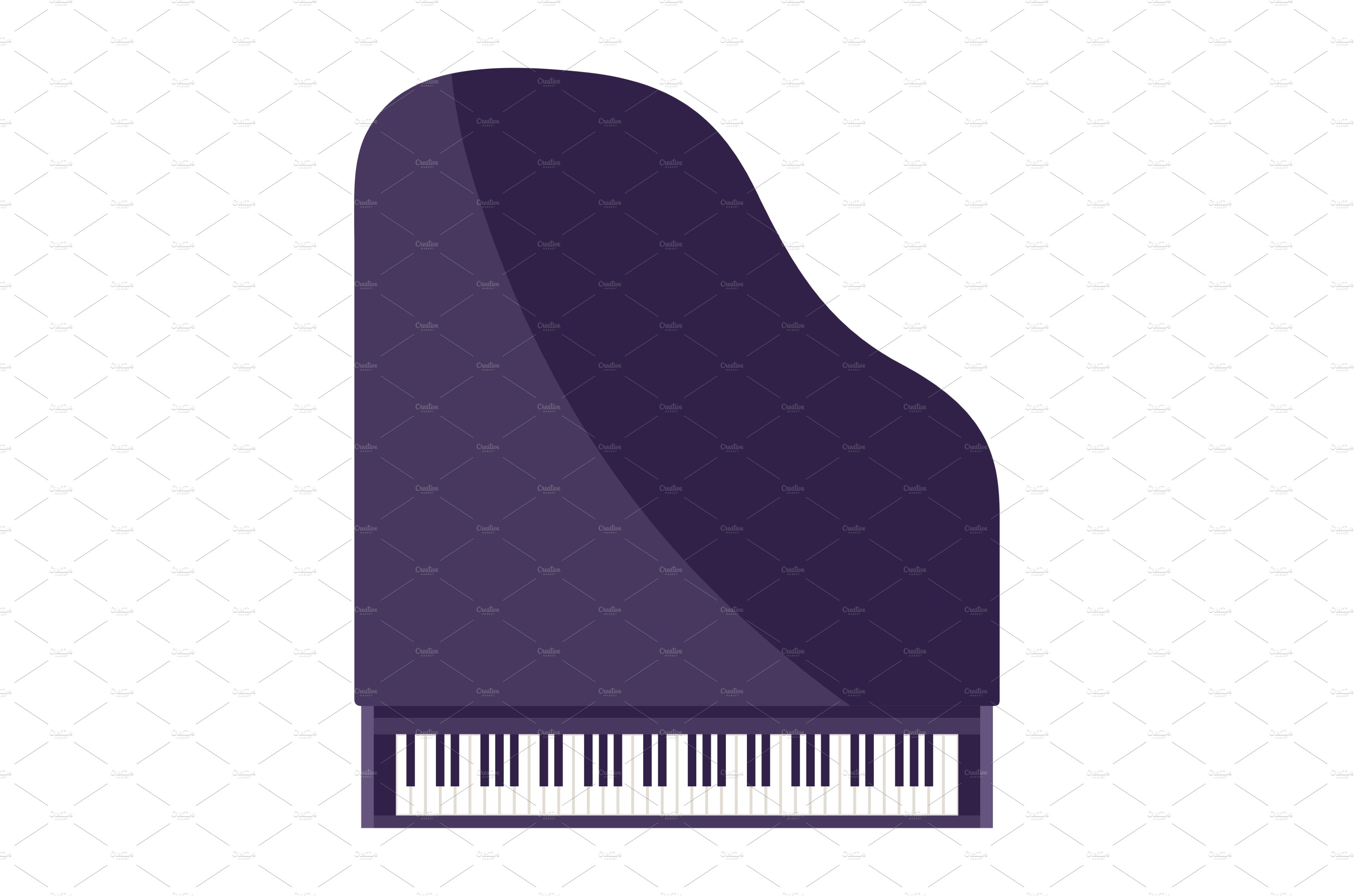 Illustration of grand piano. Musical cover image.