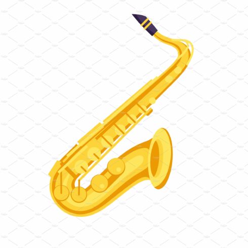 Illustration of saxophone. Musical cover image.