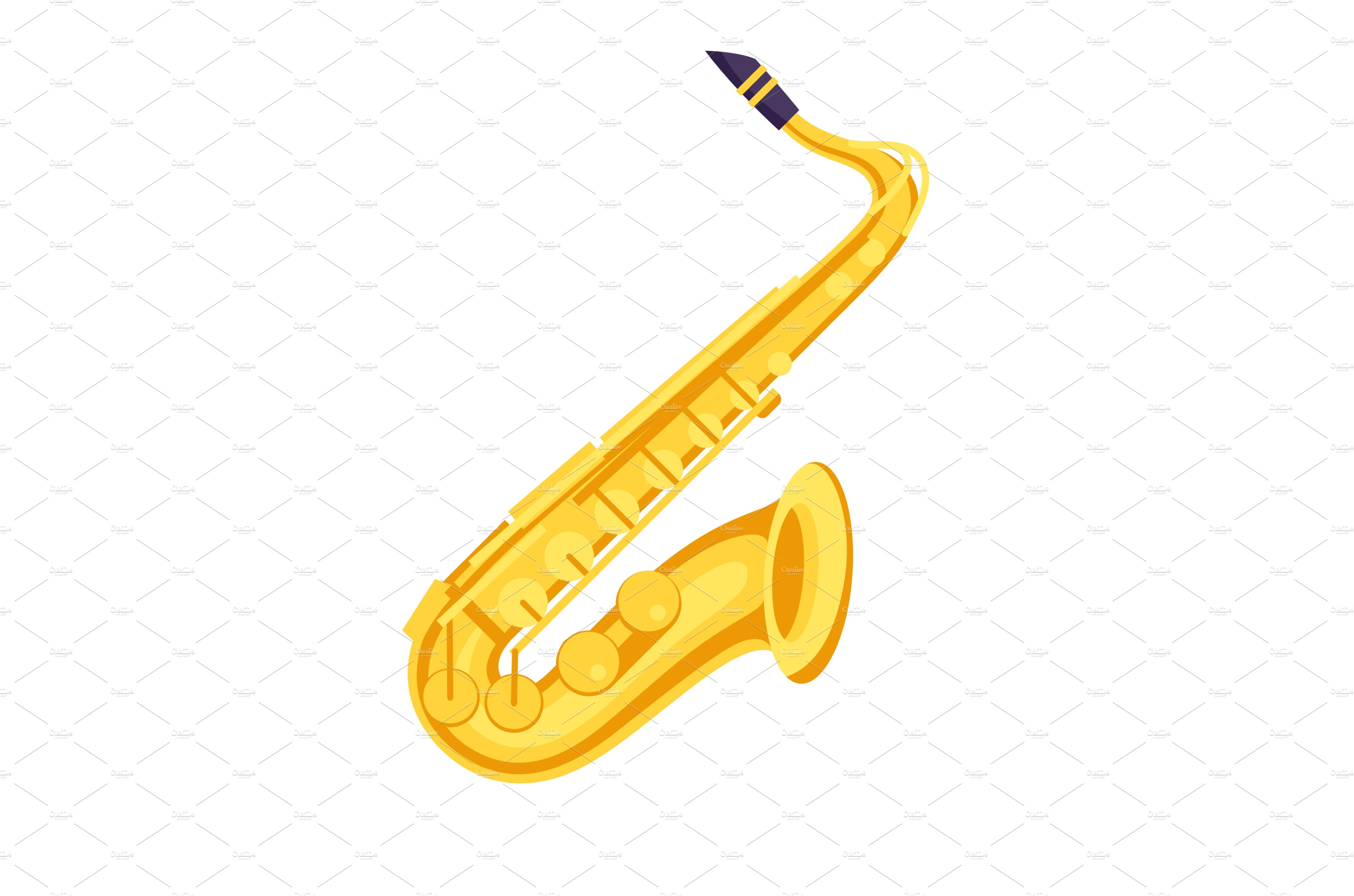 Illustration of saxophone. Musical cover image.