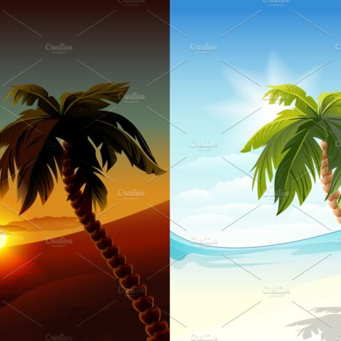 Palm tree on tropical island cover image.