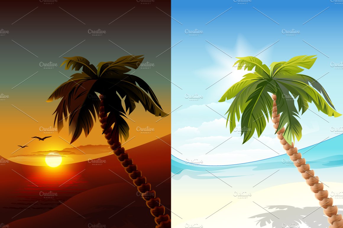 Palm tree on tropical island cover image.